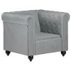 VidaXL Fauteuil Chesterfield-stijl Echt Leer Grijs -Beste Fauteuil Winkel 1311335587