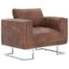 VidaXL Fauteuil Kubus Kunstsuède Bruin 2 VidaXL Fauteuil Kubus Kunstsuède Bruin -Beste Fauteuil Winkel 1435097753