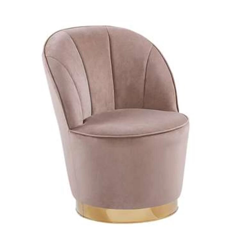 Beliani Fauteuil ALBY - Beige Fluweel 3 Beliani Fauteuil ALBY - Beige Fluweel