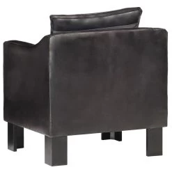 VidaXL Kuipstoel Echt Leer Zwart -Beste Fauteuil Winkel 1569838555 0103