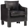 VidaXL Kuipstoel Echt Leer Zwart -Beste Fauteuil Winkel 1569838555