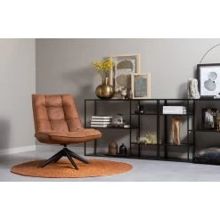 WOOOD Jouke Draaifauteuil - Kunstleer - Cognac - 97x70x85 -Beste Fauteuil Winkel 1697548865 0102