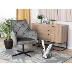 Beliani Fauteuil VAKSALA - Grijs Fluweel -Beste Fauteuil Winkel 1853c4e1274d4d17b0c504c072603b0e