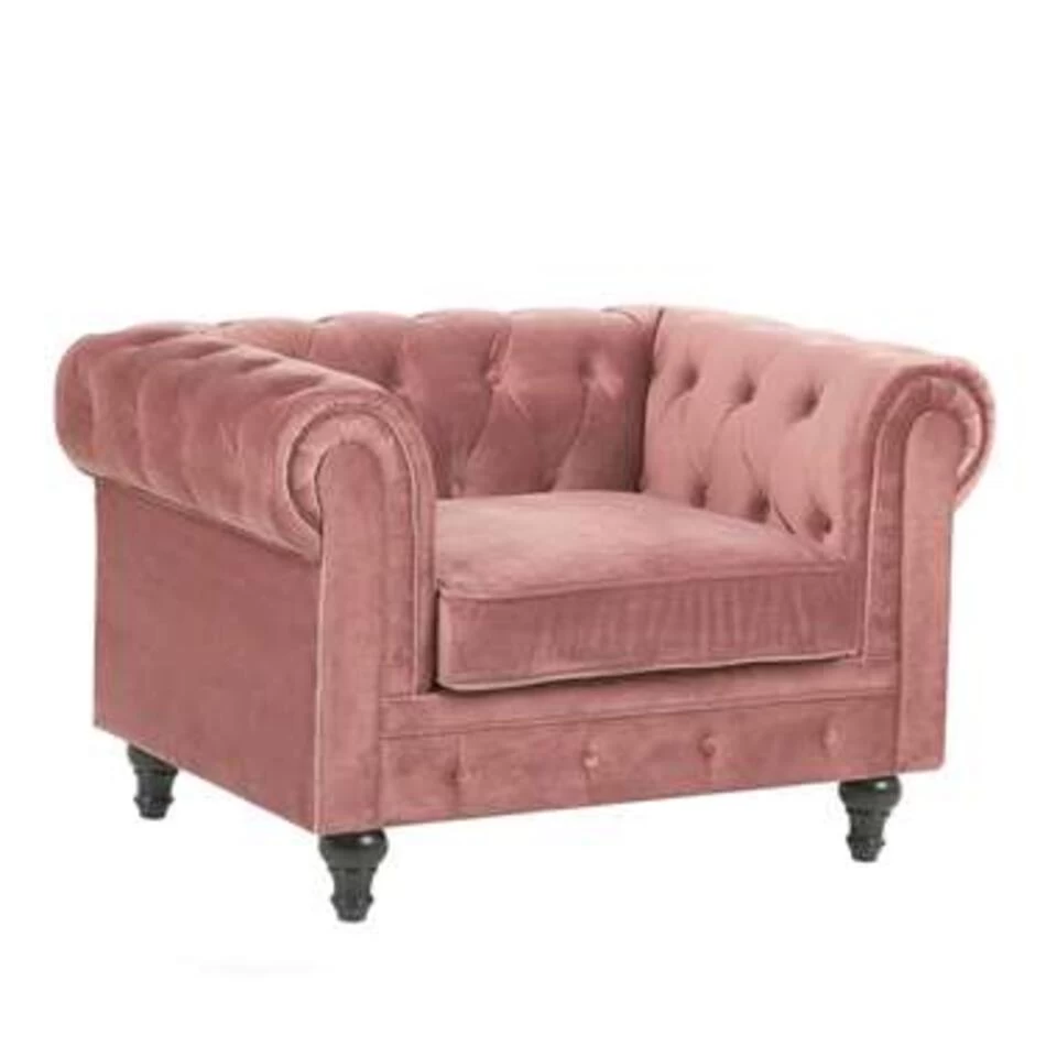 Beliani Fauteuil CHESTERFIELD - Roze Fluweel 3 Beliani Fauteuil CHESTERFIELD - Roze Fluweel