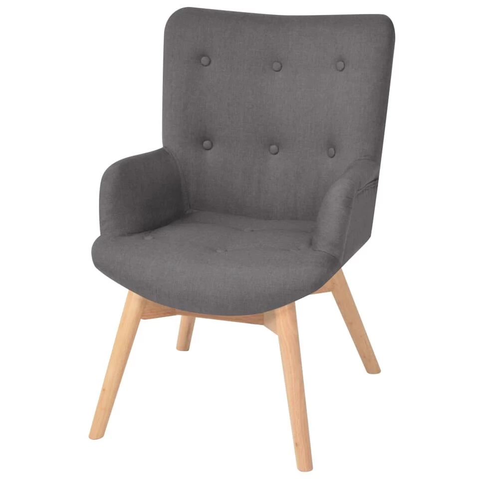 VidaXL Fauteuil Met Voetenbankje Stof Grijs 4 VidaXL Fauteuil Met Voetenbankje Stof Grijs - Afbeelding 2