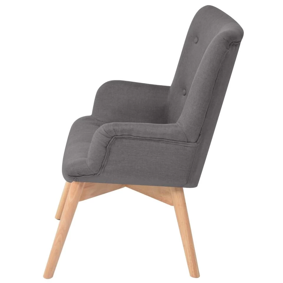 VidaXL Fauteuil Met Voetenbankje Stof Grijs 5 VidaXL Fauteuil Met Voetenbankje Stof Grijs - Afbeelding 3