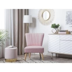 Beliani Fauteuil VAASA - Roze Polyester -Beste Fauteuil Winkel 1d11da8151d341e58d79298afad2d393