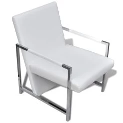 VidaXL Fauteuil Met Chromen Poten Kunstleer Wit -Beste Fauteuil Winkel 1e3e3fb2a33c4127854f93efc16afd52