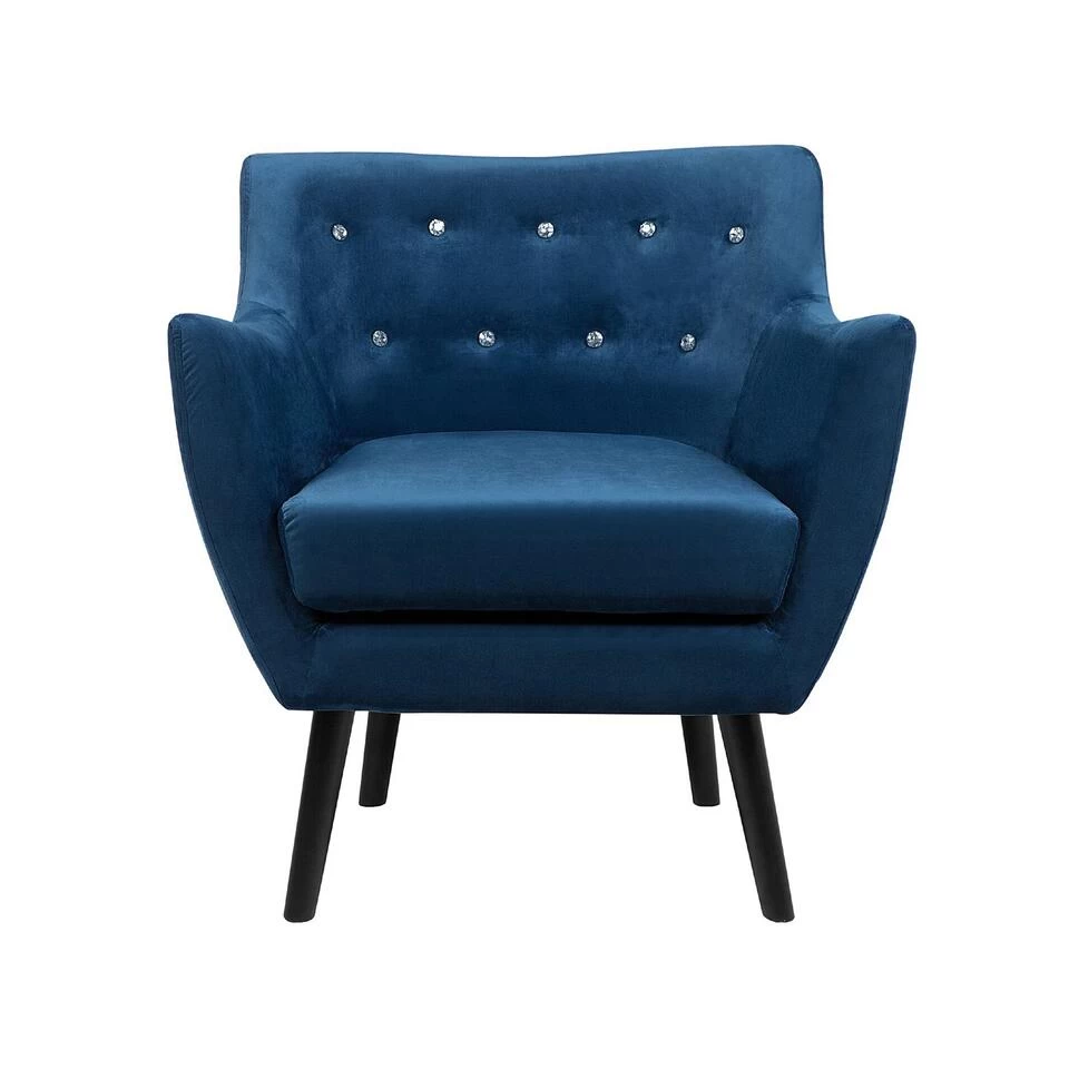 Beliani Fauteuil DRAMMEN - Blauw Fluweel 6 Beliani Fauteuil DRAMMEN - Blauw Fluweel - Afbeelding 4
