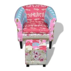 VidaXL Fauteuil Met Voetenbankje Patchwork Ontwerp Stof -Beste Fauteuil Winkel 20dbcd5d26d74ebfae01f6116ff1eef2