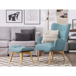Beliani Fauteuil VEJLE - Blauw Polyester -Beste Fauteuil Winkel 223b11eceb4d42a3bcdcec229cc443cc