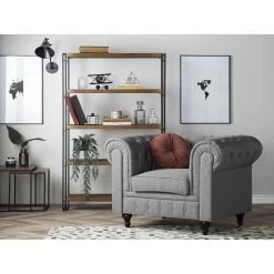 Beliani Fauteuil CHESTERFIELD - Grijs Polyester -Beste Fauteuil Winkel 268babaef7eb46c1993779edbbbea990