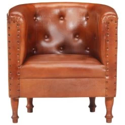 VidaXL Kuipstoel Echt Leer Bruin -Beste Fauteuil Winkel 27f966bb0c4d4d458c507f6dc1cd0a53
