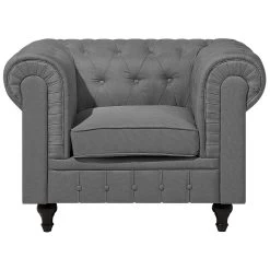 Beliani Fauteuil CHESTERFIELD - Grijs Polyester -Beste Fauteuil Winkel 3b1f97fd0d2f4363b4e8c754a98f2818