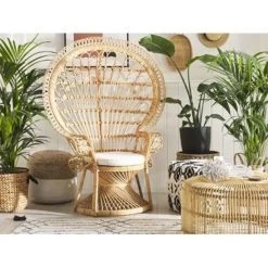 Beliani Fauteuil EMMANUELLE - Beige Rotan -Beste Fauteuil Winkel 3d843ede03ca47a68898aa7fdd144b00