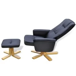 VidaXL Fauteuil Met Voetenbankje Kunstleer Zwart -Beste Fauteuil Winkel 421f886b2045471fabc4b46a115ef9ee