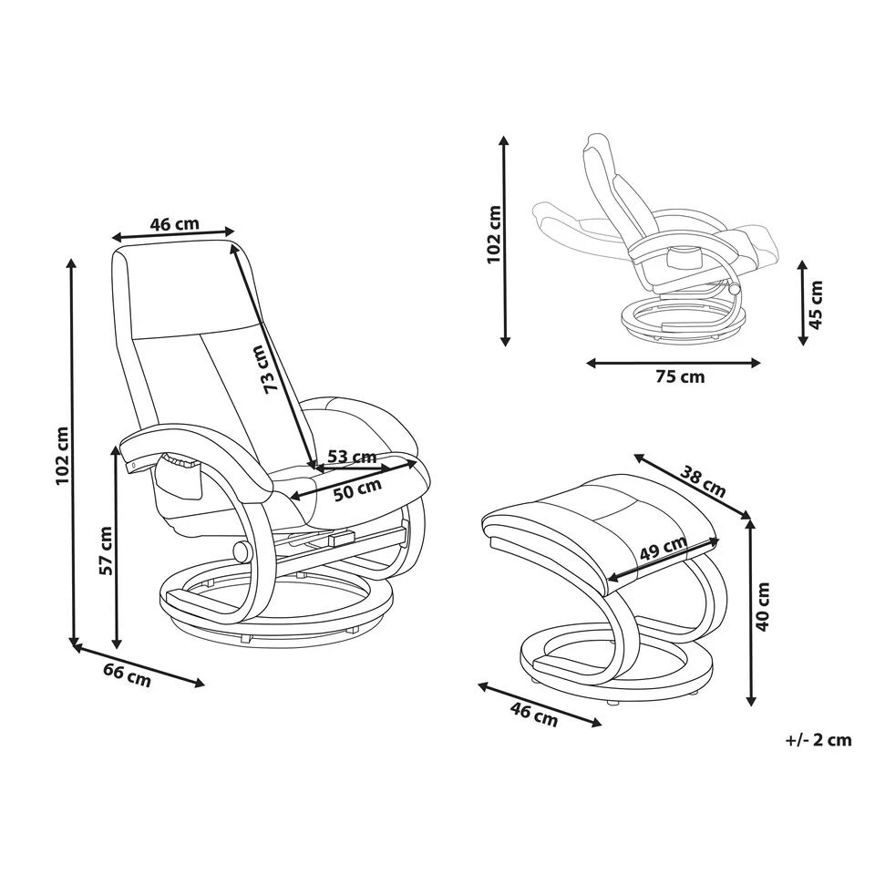 Beliani Massagestoel HERO - Zwart Polyester 5 Beliani Massagestoel HERO - Zwart Polyester - Afbeelding 3