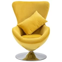 VidaXL Draaistoel Eivormig Met Kussen Fluweel Geel -Beste Fauteuil Winkel 4d0144e4cdb44ebaa5f1efa640dec378
