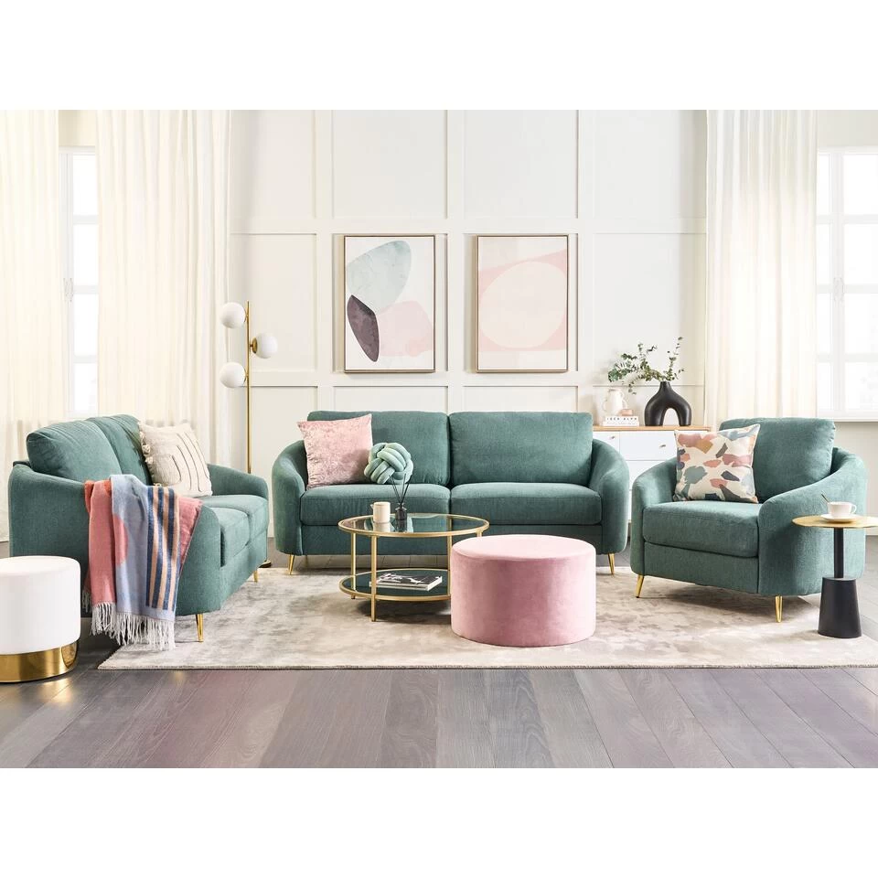 Beliani Fauteuil TROSA - Groen Polyester 6 Beliani Fauteuil TROSA - Groen Polyester - Afbeelding 4