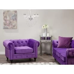 Beliani Fauteuil CHESTERFIELD - Paars Fluweel -Beste Fauteuil Winkel 52b1d90c7985475da741a82e54c9e78b
