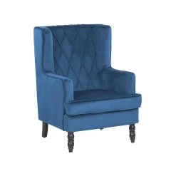 Beliani Fauteuil SANDSET - Blauw Fluweel -Beste Fauteuil Winkel 5b7936bf639d44c6a3baaf9add873054