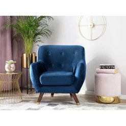 Beliani Fauteuil BODO - Blauw Fluweel -Beste Fauteuil Winkel 5e746f9884e445aead1c9c70c89f8515