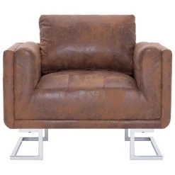VidaXL Fauteuil Kubus Kunstsuède Bruin -Beste Fauteuil Winkel 5fc4306bde3a4f07b924742fc8335140