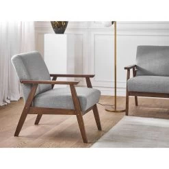 Beliani Fauteuil ASNES - Grijs Polyester -Beste Fauteuil Winkel 6c1d90ec24554e3bb9660ab31c6a3b0c