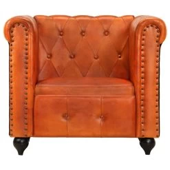 VidaXL Fauteuil Chesterfield-stijl Echt Leer Tan -Beste Fauteuil Winkel 6f8c24e6eb6742fd986b331c25cc40d5
