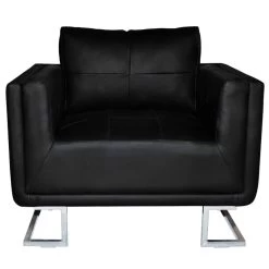 VidaXL Fauteuil Met Verchroomde Poten Kubus Kunstleer Zwart -Beste Fauteuil Winkel 72a87cab78354028b1821c875c666052