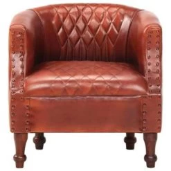 VidaXL Kuipstoel 62x58x65 Cm Echt Leer Bruin -Beste Fauteuil Winkel 86166030ba034ed09f8c8c5d1d7c3c83
