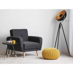 Beliani Fauteuil FLORLI - Zwart Polyester -Beste Fauteuil Winkel 8cc6e354089f4434923ebe7855b83952