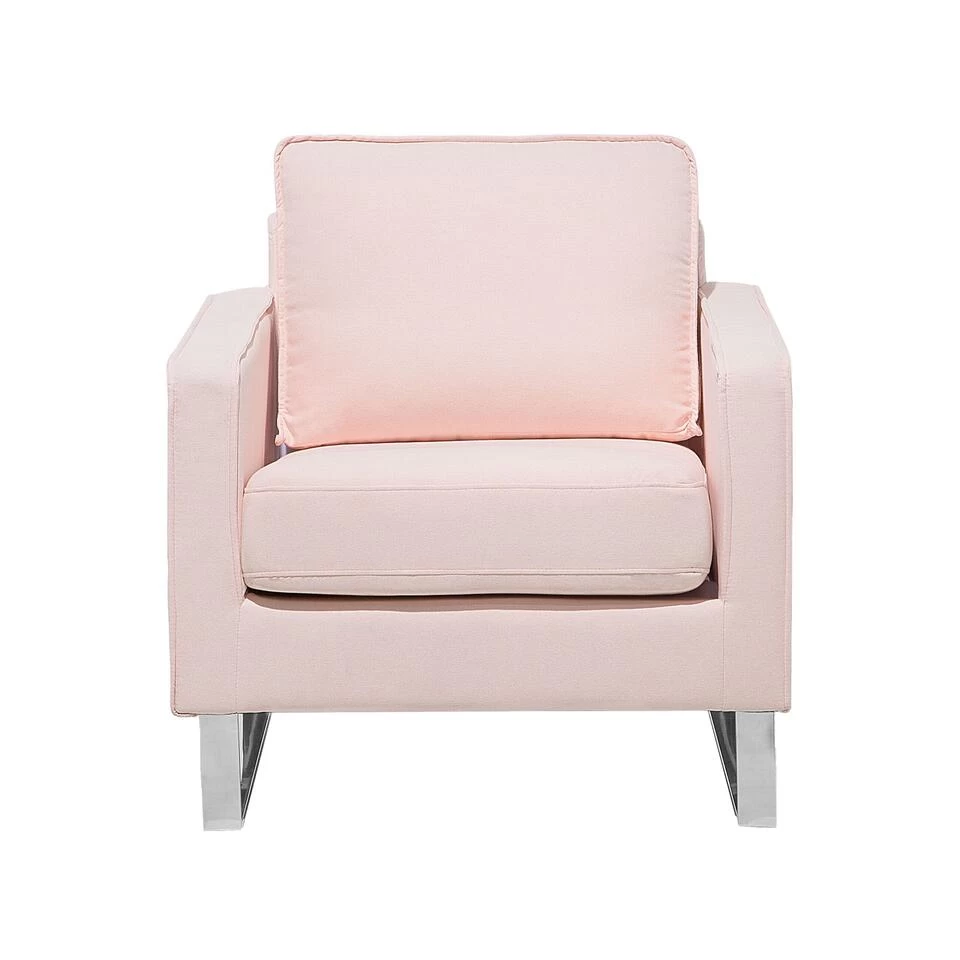 Beliani Fauteuil VIND - Roze Polyester 6 Beliani Fauteuil VIND - Roze Polyester - Afbeelding 4