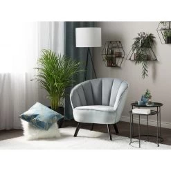 Beliani Fauteuil DALA - Grijs Fluweel -Beste Fauteuil Winkel 92053c01973d4b0695e74b8062b7b29e