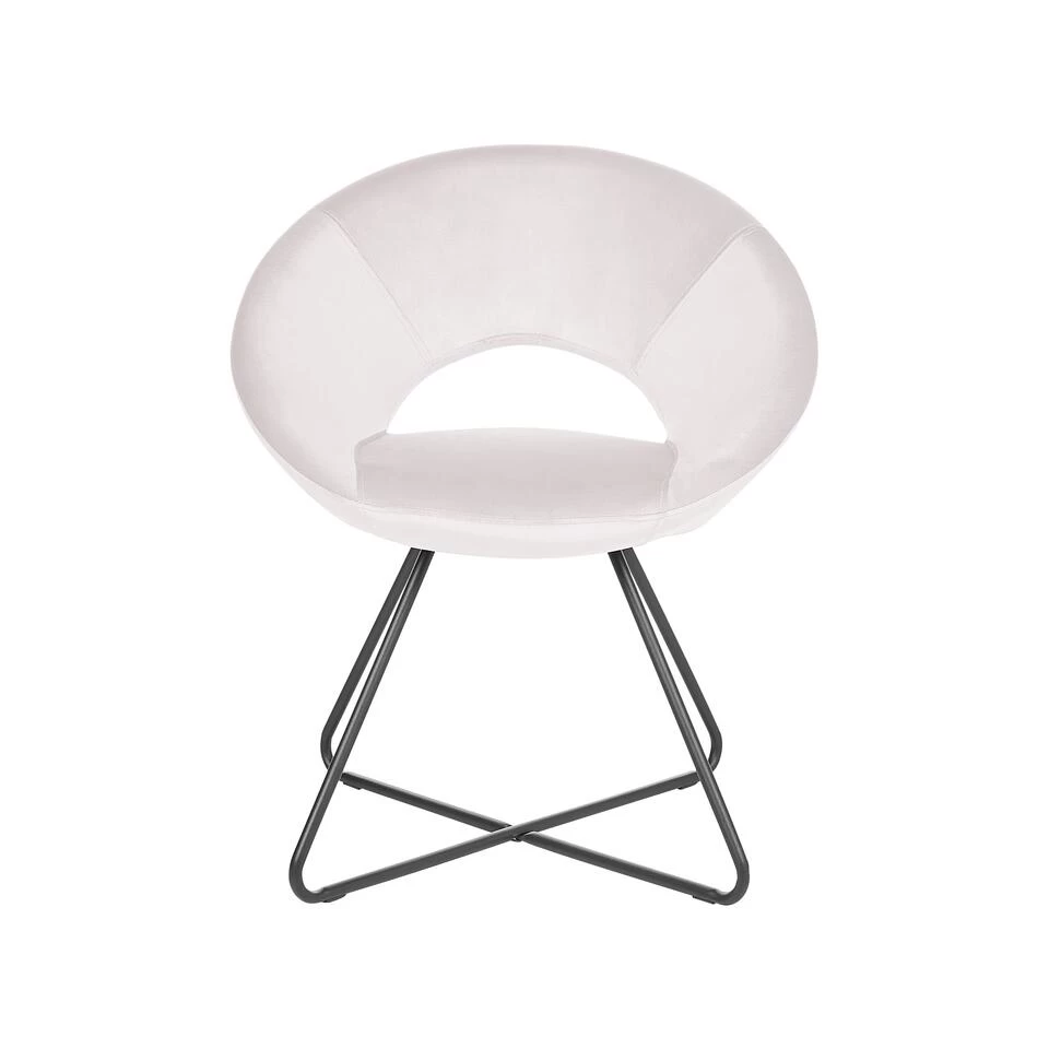 Beliani Fauteuil RACHEL - Beige Fluweel 6 Beliani Fauteuil RACHEL - Beige Fluweel - Afbeelding 4