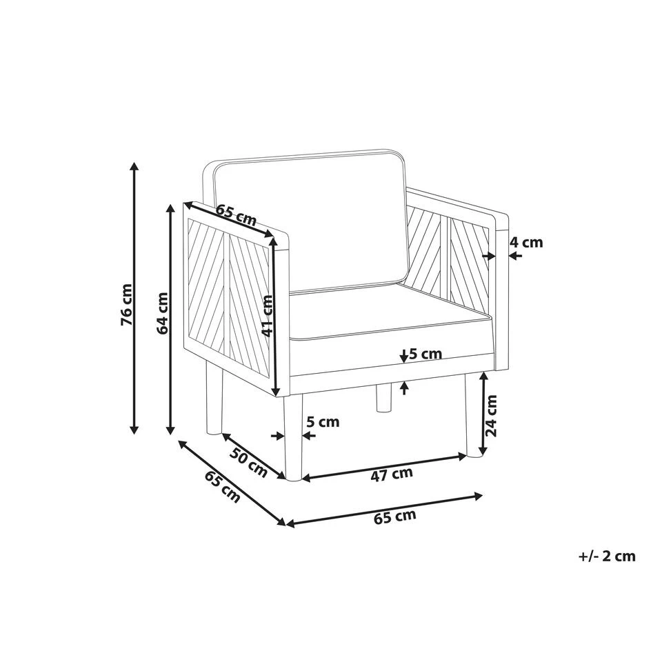 Beliani Fauteuil BARATTI - Lichte Houtkleur Acaciahout 5 Beliani Fauteuil BARATTI - Lichte Houtkleur Acaciahout - Afbeelding 3