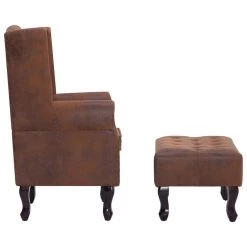 VidaXL Fauteuil En Voetenbank Chesterfield-stijl Kunstsuède Bruin -Beste Fauteuil Winkel a2879054251d4744b17e532ce32deb87