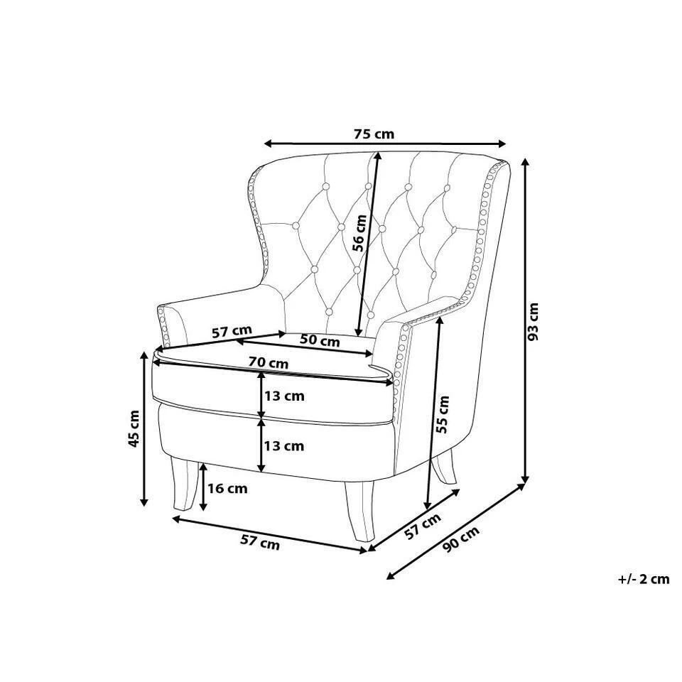 Beliani Fauteuil VIBORG - Zwart Fluweel 5 Beliani Fauteuil VIBORG - Zwart Fluweel - Afbeelding 3