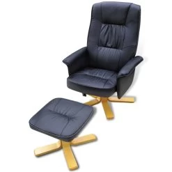 VidaXL Fauteuil Met Voetenbankje Kunstleer Zwart -Beste Fauteuil Winkel b04c8bc1b9e54529ade4a1ea0c3aa340