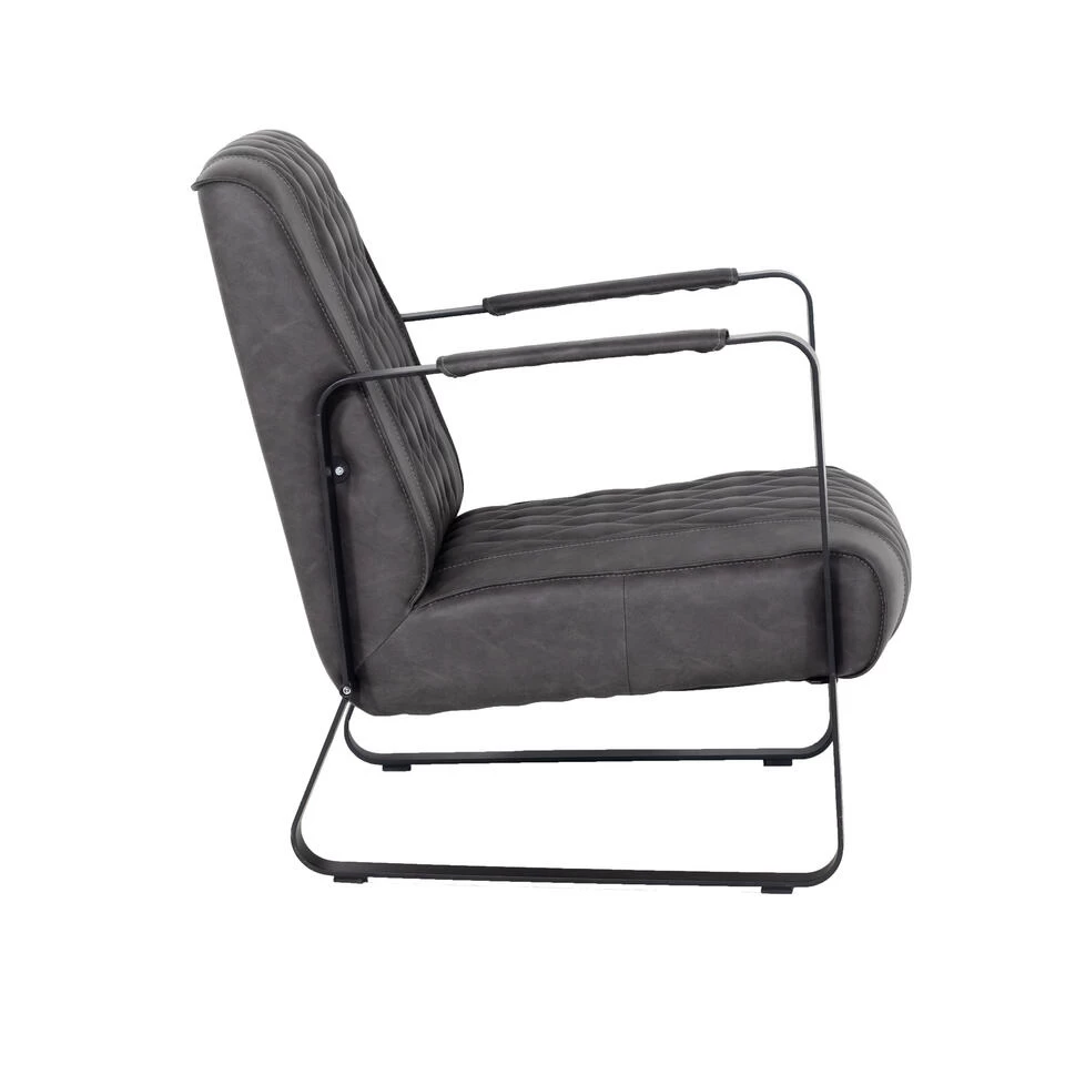 Giga Meubel Fauteuil Antraciet - PU-Leer - 62x80x82cm - Iwan 4 Giga Meubel Fauteuil Antraciet - PU-Leer - 62x80x82cm - Iwan - Afbeelding 2