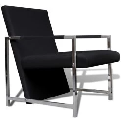 VidaXL Fauteuils 2 St Met Chroom Frame Kunstleer Zwart -Beste Fauteuil Winkel bde152372bf7451a8d1ce2dc93bc46f0