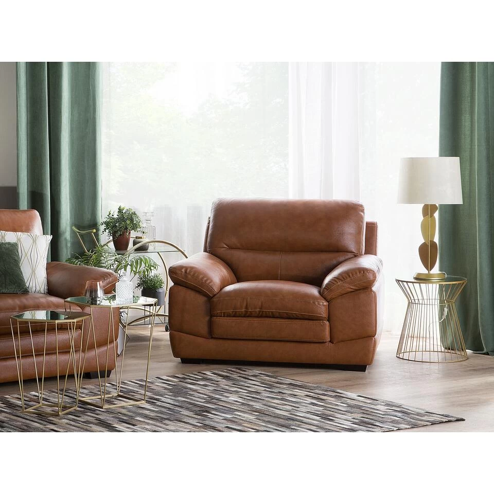 Beliani Fauteuil HORTEN - Bruin Kunstleer 4 Beliani Fauteuil HORTEN - Bruin Kunstleer - Afbeelding 2