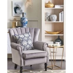 Beliani Fauteuil SVEDALA - Grijs Fluweel -Beste Fauteuil Winkel bf5e1bc57e8e48218b5d3f2a2adab5a5