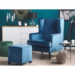 Beliani Fauteuil SANDSET - Blauw Fluweel -Beste Fauteuil Winkel c1ba8db5c0ab4b6085b83b26915c8939