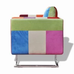VidaXL Fauteuil Met Patchwork Ontwerp En Verchroomde Poten Kubus Stof -Beste Fauteuil Winkel c352cfcc2eea485ba32914c17c83b8ce
