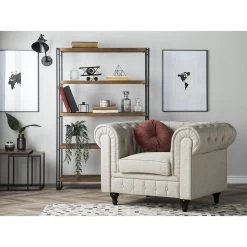 Beliani Fauteuil CHESTERFIELD - Beige Polyester -Beste Fauteuil Winkel c4fb9158d94a4dfda8ae71dd5adfc140