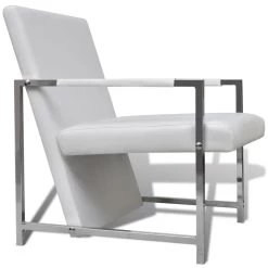 VidaXL Fauteuil Met Chromen Poten Kunstleer Wit -Beste Fauteuil Winkel ca972e2cbc92479e9c4af7f2cf2ffe70