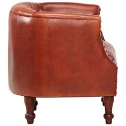 VidaXL Kuipstoel 62x58x65 Cm Echt Leer Bruin -Beste Fauteuil Winkel ce7b59b8073a4e1da725a2f13536a81c
