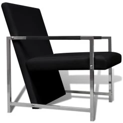 VidaXL Fauteuils 2 St Met Chroom Frame Kunstleer Zwart -Beste Fauteuil Winkel d0771c1a3ddf40478fb39007f72ef774