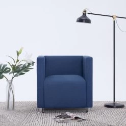 VidaXL Fauteuil Kubus Stof Blauw -Beste Fauteuil Winkel d2fa49eab2554ec8899b3e9c1b48cf5b